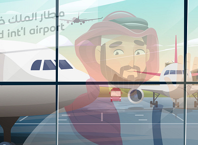 King Khalid International Airport explainer videos animation arab character illustration motion graphics serag basel vector art