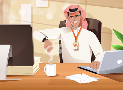 Arab man animation arab man branding graphic design illustration motion graphics muslim man office serag basel
