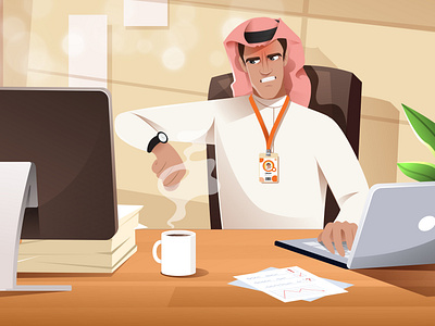 Arab man animation arab man branding graphic design illustration motion graphics muslim man office serag basel