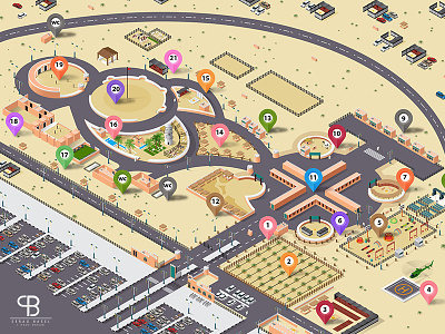 Ghada Festival map art basel creative ghada isomatric map serag vector باسل سراج