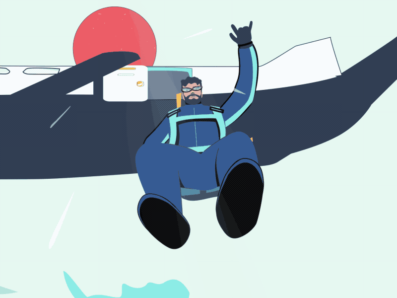 Parachute Jumper animation character animation flying glasses illustration jumping parachute plane