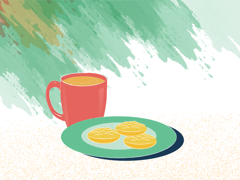 Breakfast animation breakfast cookies eid mubarak frame by frame hand illustration mug tea traditional