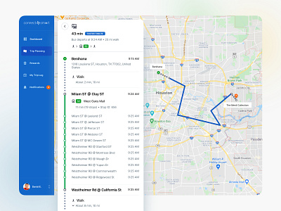 Transportation management dashboard - Trip planning app clean dashboard design direction map route transport ui ui design ux web