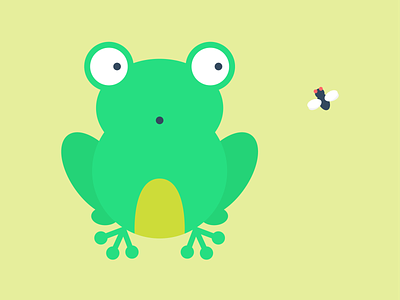 An Unexpected Snack Appears! flat art fly frog graphic illustration snack toad vector