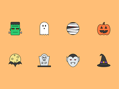 Halloween Icons bat frankenstein ghost halloween icon set icons jack o lantern mummy pumpkin tombstone vampire witch