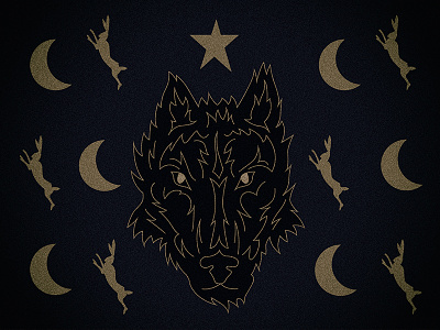 Wolf, hares and crescent moons animal hare jackrabbit moon wolf