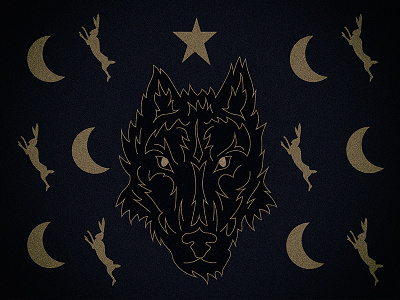 Wolf, hares and crescent moons