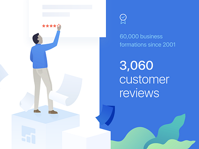 Customer Reviews Illustration for a Re-branding/design Project blue branding character charts concept design flat icon illustration man minimal papers person plants rating simple typography ui webdesign website
