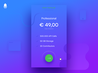 Concept for the packages/plans in Squidex blue cms gradient hover minimal packages plans price purple shadow ui ux