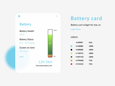 Battery Widget Light Theme for Mac OS app battery design interface light theme macos themes ui ux web widget