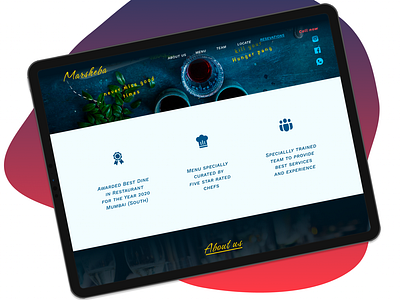 Marsheba dine in restaurant iPad app UI design