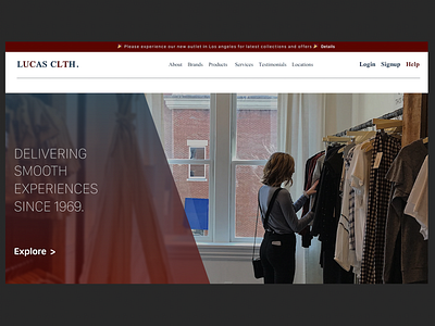 Clothing brand landing page UI Design elements for webpage