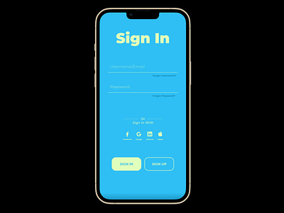 Sign In page for app Design