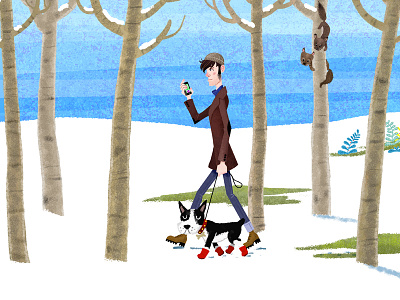 Winter boston terrier bwinter tim paul tim paul illustrations