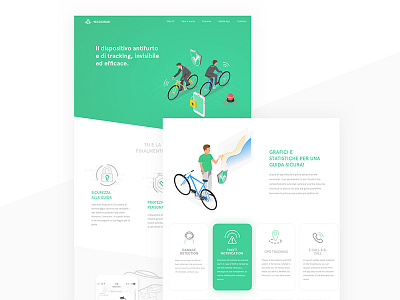 Keep Your Bike Safe! bike green icons illustration one page product