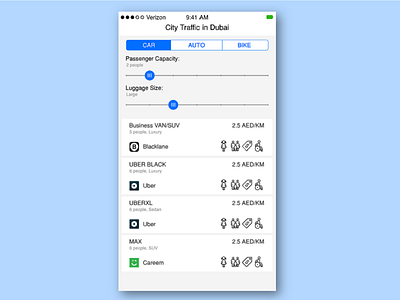 Cab Compare App iOS blacklane cab careem compare ios iphone uber ui ux