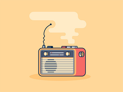 Old School Radio icon illustration music old school radio stroke vector yellow