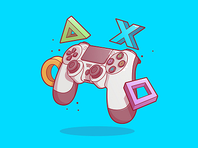 PS4 Controller blue classic controller dribbble game illustration line nintendo playstation ui ux vector