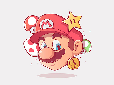 Mario character gaming grey illustration mario nintendo retro ui ux vector