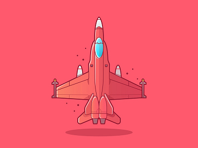 Fighter Jet icon illustration jet line plane red retro stroke ui ux vector