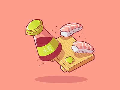 Sushi fish food icon illustration line pink roll stroke sushi ux
