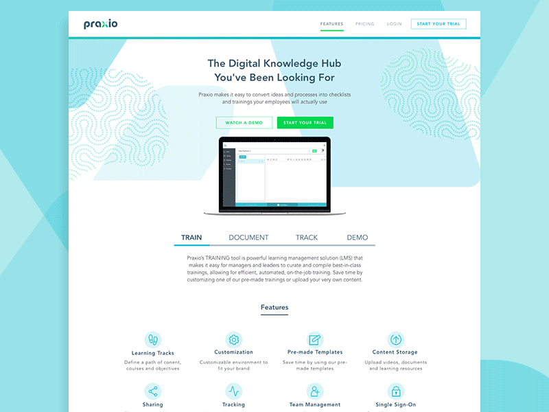 Praxio Website (Product Page) branding and identity feature page icon design product page saas saas landing page ui ux design web design