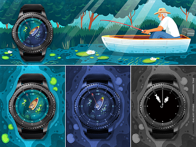 Fishing Time fishing illustration nature samsung smartwatch time watchface