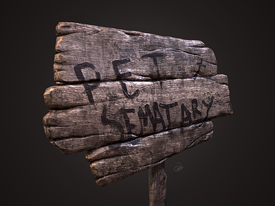 Pet Sematary Sign 3d substance texture wood