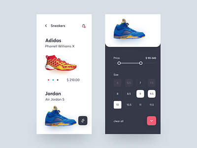 Shopping App adidas air app design filter jordan mobile app nike shoe store shopping sneakers ui ux