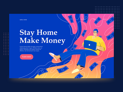 Stay Home Make Money Illustration Landing Concept