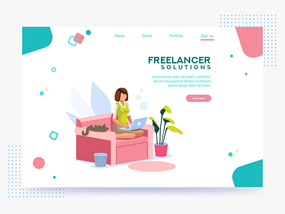 Freelance Blog Illustrated Concept blog branding design freelance illustration illustration art landing page vector web design webdesign webpage website