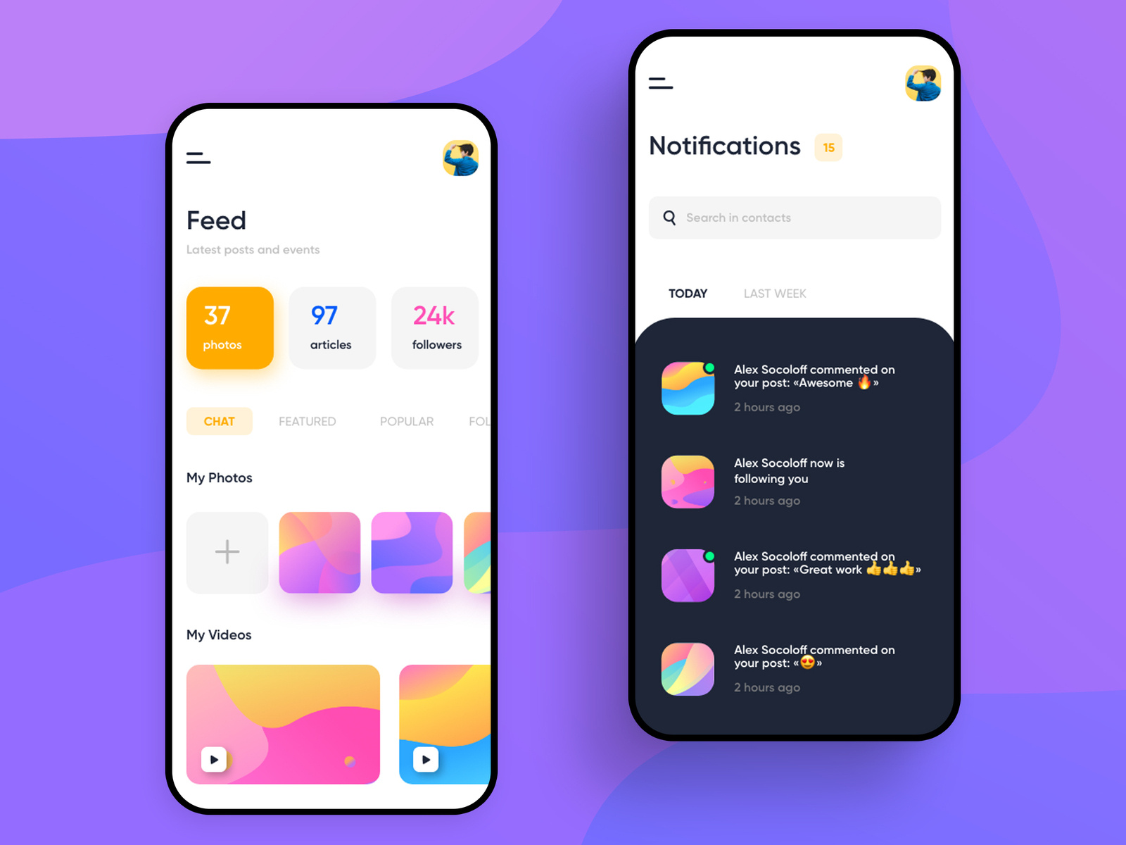 Social Media app UI\UX by Produx Design on Dribbble