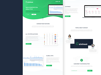 Coinheat Cryptocurrency Analitics bitcoin blockchain cryptocurrency design landing ui ux web