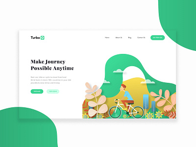 Bike website landing page header in Adobe XD bike design flat illustration landing landing page minimal motorcycle rent rental simple typography ui ux vector web webdesign webpage website xd