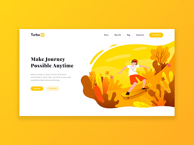 Make Journey Possible Anytime animation clean design flat illustration journey landing landing page minimal rent skate board typography ui ux vector web webdesign webpage website