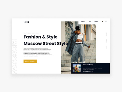 Vogue Moscow Fashion Week 2019 Concept. branding clean design ecommerce fashion fashion design flat landing landing page minimal shop store typography ui ux vogue web webdesign webpage website