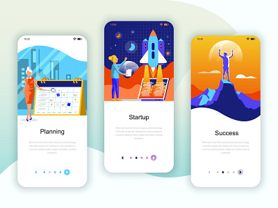 Startup UI UX app Concept with Illustrations