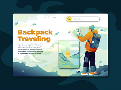 Time to Backpack Traveling backpack design hiking illustraion illustration illustration art landing landing page nature illustration travel travel agency travelling ui ux vector web web desgin webdesign website