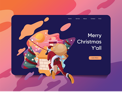 Merry Christmas Y'all animation app branding christmas gradient illustration illustration art landing landing page landing page design santa typography ui uiux vector webpage website