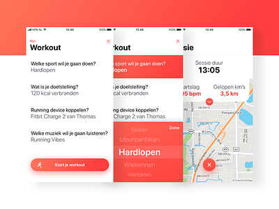 Mijn Workout - Workout Tracker app design healthy ios iphone running sketch ui ux workout