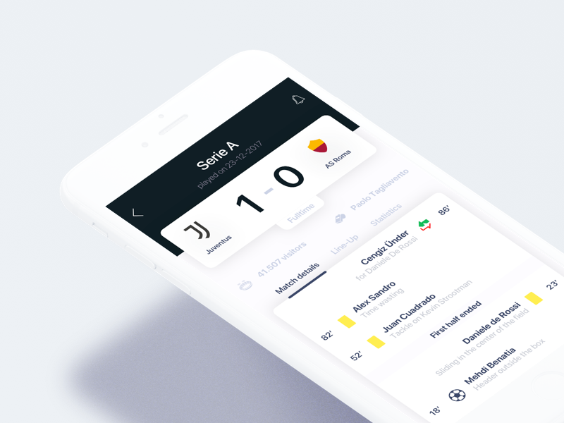 ⚽️ Football Match Center game stats soccer football app design ux ui iphone apple sketch ios