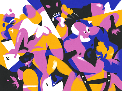 Porn PopUp cubism editorial gay geometric illustration mural nsfw xxx