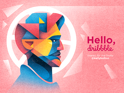 Hello, Dribbble! debut design geometric graphic hello dribbble illustration pink planes portrait texture