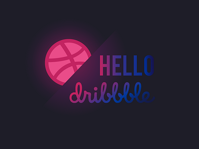 Hello dribbble dark debut first shot hello dribbble neon