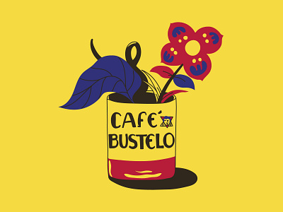 Cafe Bustelo ai illustrator cafe cafe bustelo coffee coffee can illustration plant illustration plants primary colors vector design