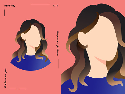 Gradient Hair Study art avatar design gradient hair illustration illustrator long hair profile study ui vectorart