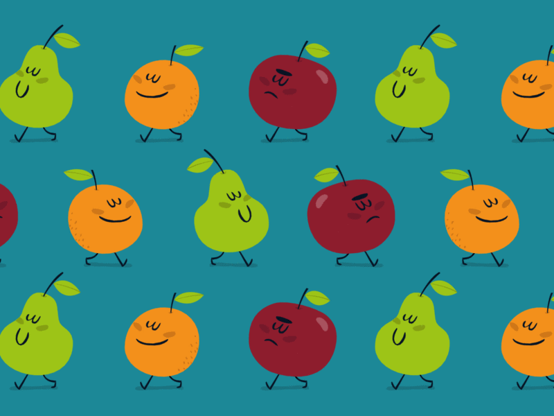 Fruit 2d animation apple fruit gif illustration loop pear tomato