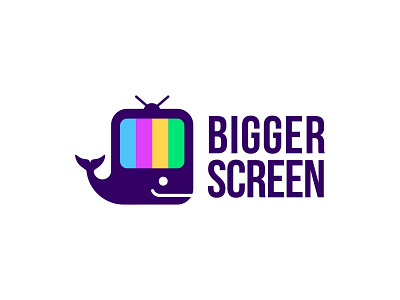 Bigger Screen animal logo television whale whale logo