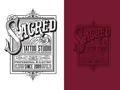 Sacred Tattoo Design logo shirt tatto vector victorian vintage woodcut