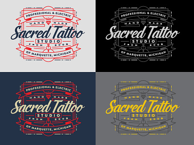 Sacred Logo & Shirt Options color custom linework logo monoweight shirt tattoo